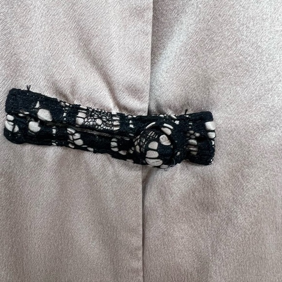 Natori Blush Satin Pajama Top with Black Lace - Picture 7 of 7